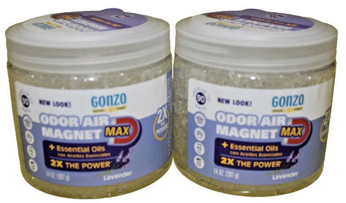 2 x Gonzo Natural Magic Odor Air Magnet Max Absorbing Gel Lavender Scent 397g