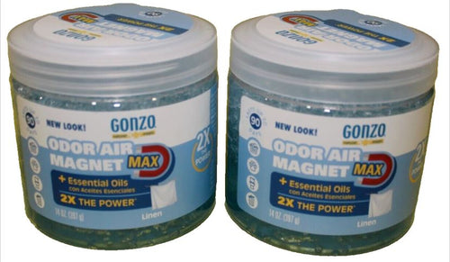 2 x Gonzo Natural Magic Odor Air Magnet Max Absorbing Gel Linen Scent 397g