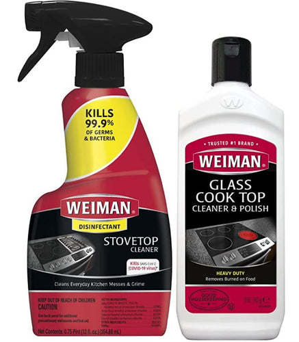 Weiman Glass Cook Top Cleaner Polish 10 oz & Cook Top Daily Cleaner 12 floz pack